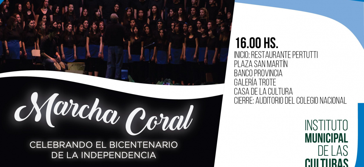 Marcha coral en Adrogué celebrando el bicentenario de la independencia